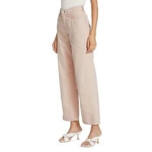 Nwot RAG & BONE Jeans 27 Blush “Logan Mid-Rise Wide-Leg”Cotton Button-Fly
